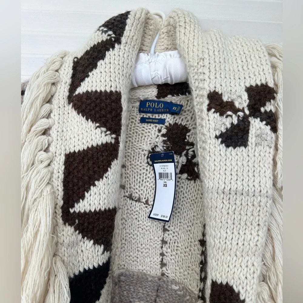 NWT Polo Ralph Lauren Aztec Southwestern Sweater with Fringe - Picture 6 of 6